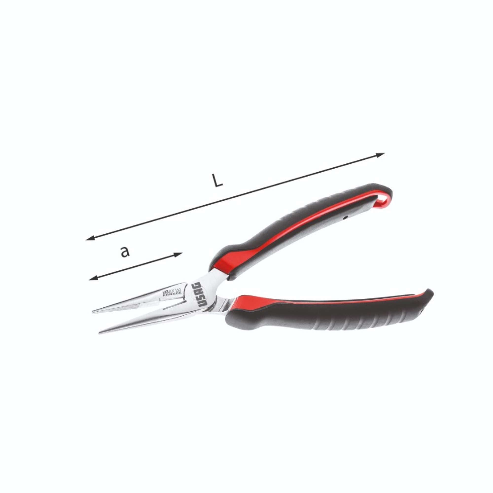 Very long straight half-round nose pliers 200 mm - Usag U01330151