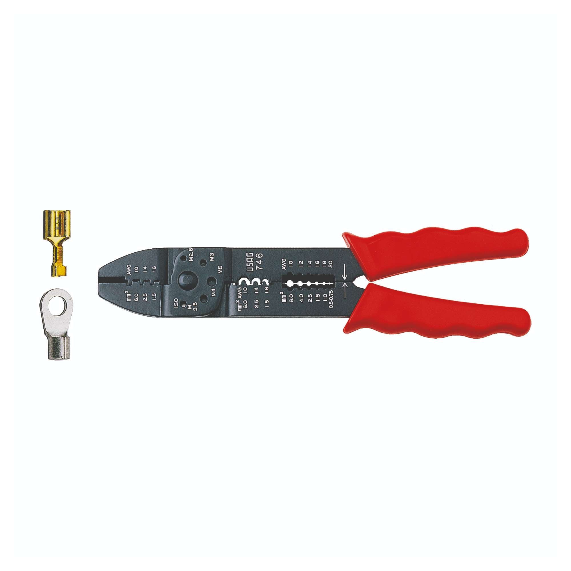Crimping pliers for non-isulated L. 235mm 0,51 1,52,5 46mm - Usag 746