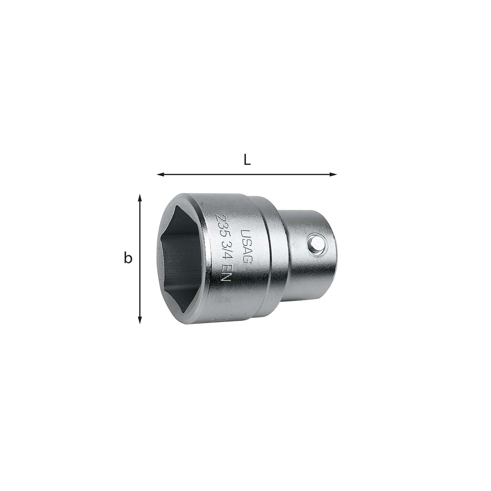 21mm Hexagonal sockets L. 49 - Usag 235 3/4 EN