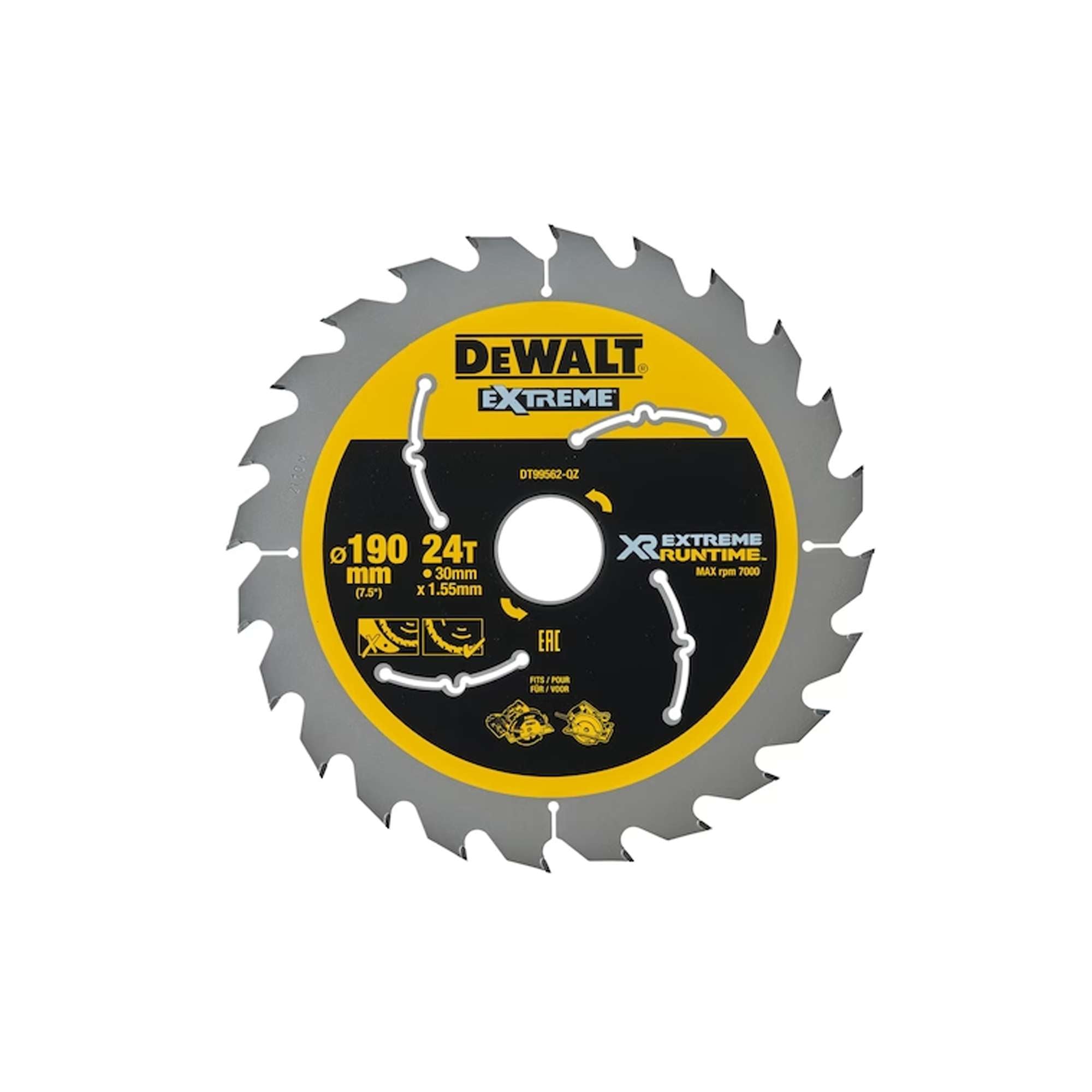 XR circular saw blade 190 mm bore 30 mm 24T - DEWALT DT99562-QZ