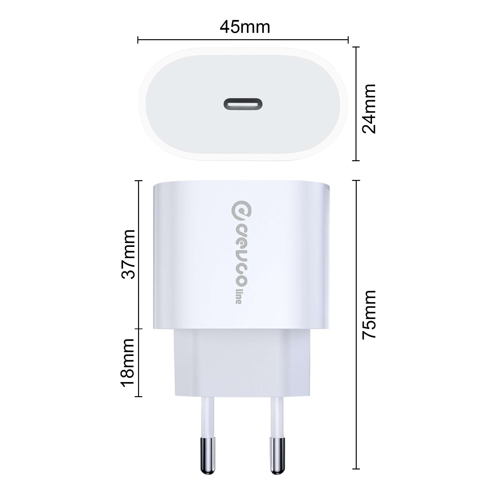 Wall power supply 5V-200W USB Type-C compatible with iPhone- AT AM 1TPC