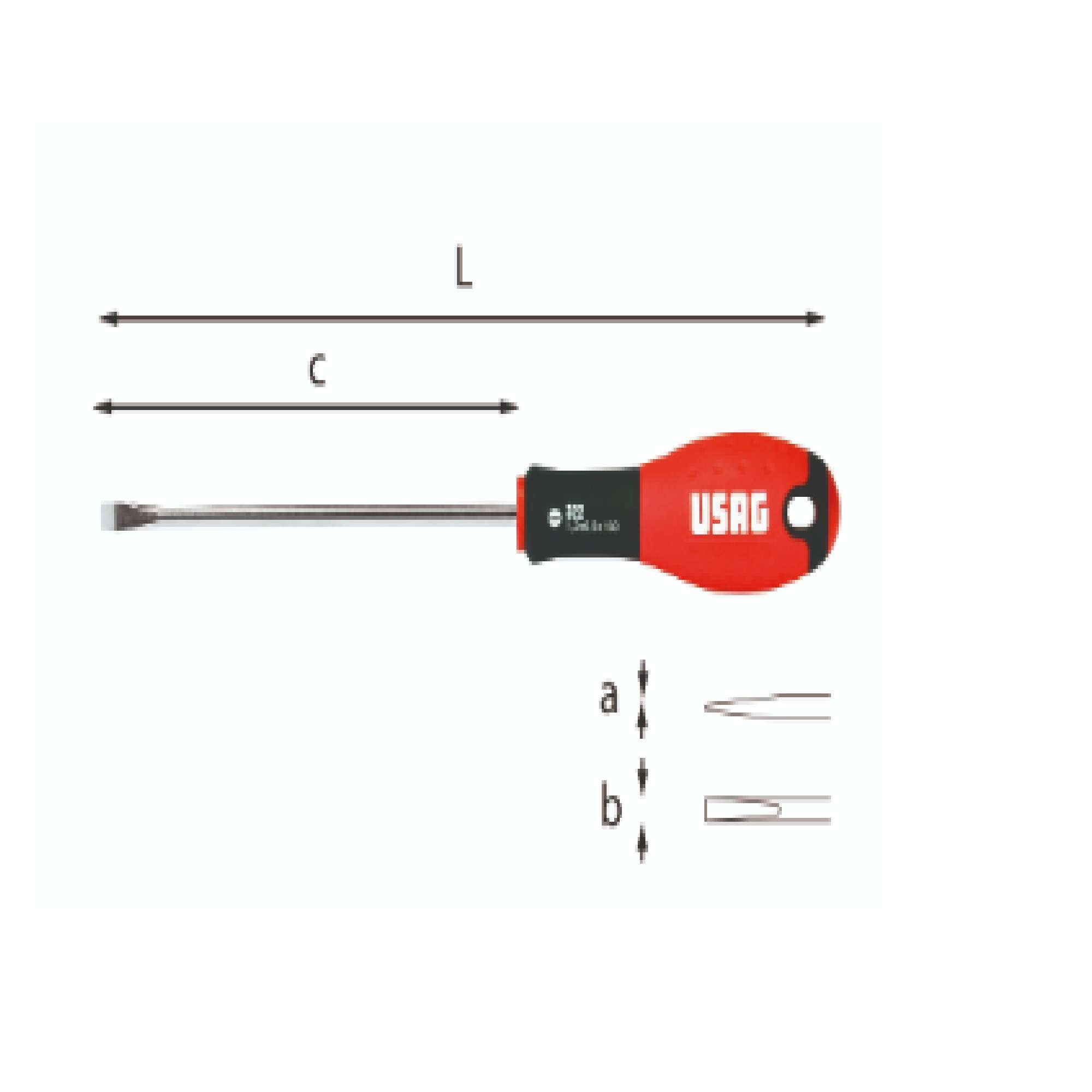 Screwdriver for slotted screws, 0.6 X 3.5 X 75 mm - Usag 322 U03220028