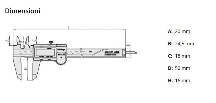 ABS AOS Digital Caliper 0-200 mm 500-182-30 - Mitutoyo