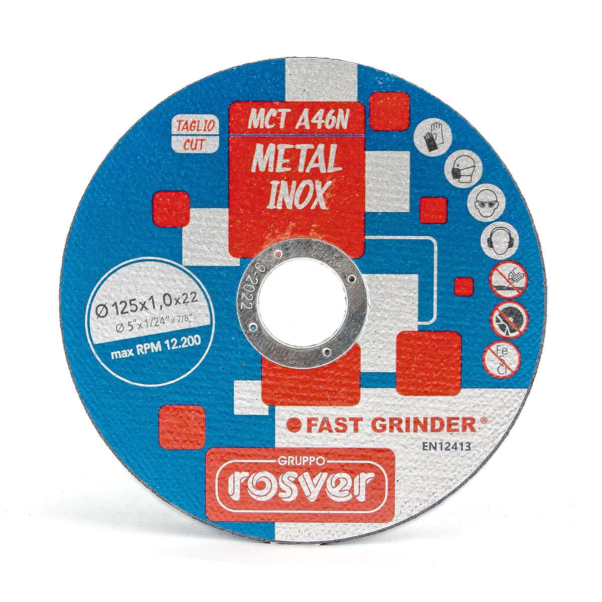 Thin Flat Cutting Discs 125x1x22 A46N for stainless steel Rosver