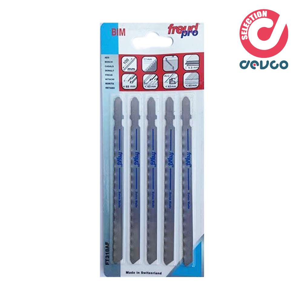 Set of 5 blades for hacksaw Freud PRO - FT318AF in bimetallic combination of HCS and HSS Aeg connection - Bosch - Casals