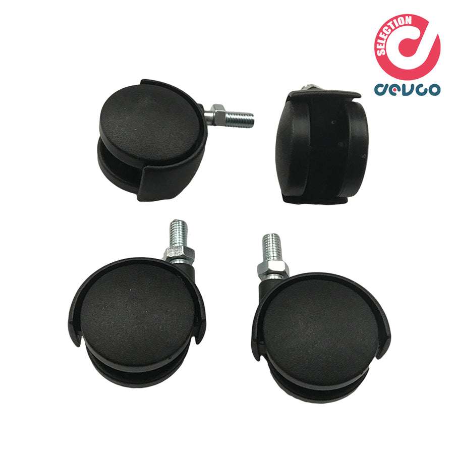 Kit of 4 wheels in black plastic diameter 40mm pin M8 - Tagliashop - RUOT4N