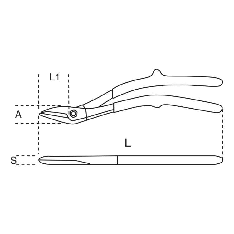 Safety strap cutting shears L.310mm, Strap is locked on left cutting side - 1118 Beta