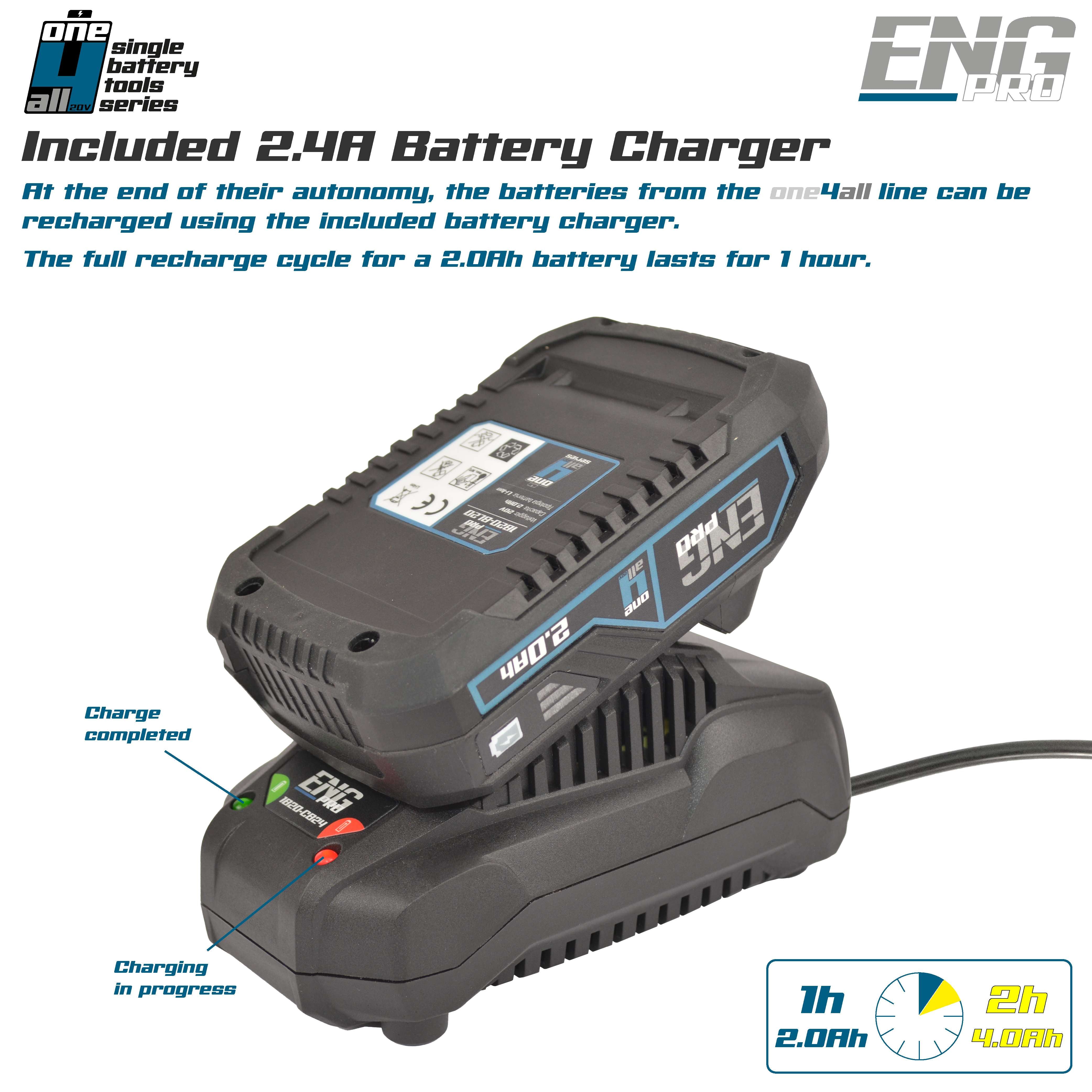 2.4A charger ONE4ALL for 20V battery - ENG PRO