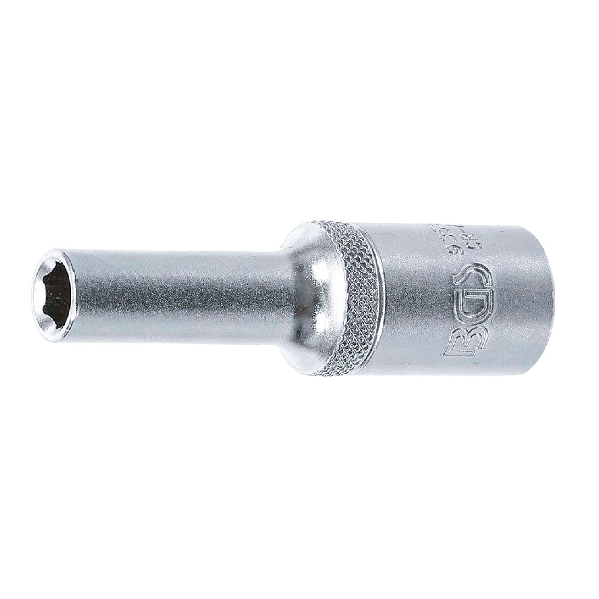 Satin chrome plated socket long hexagon inside deep 1/2 10mm - Fermec BGS10550