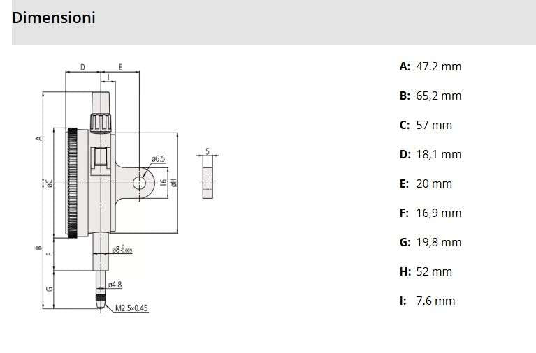 Metric Dial Gauge Analog Flat Caseback, Type ISO 10mm 2046AB - Mitutoyo