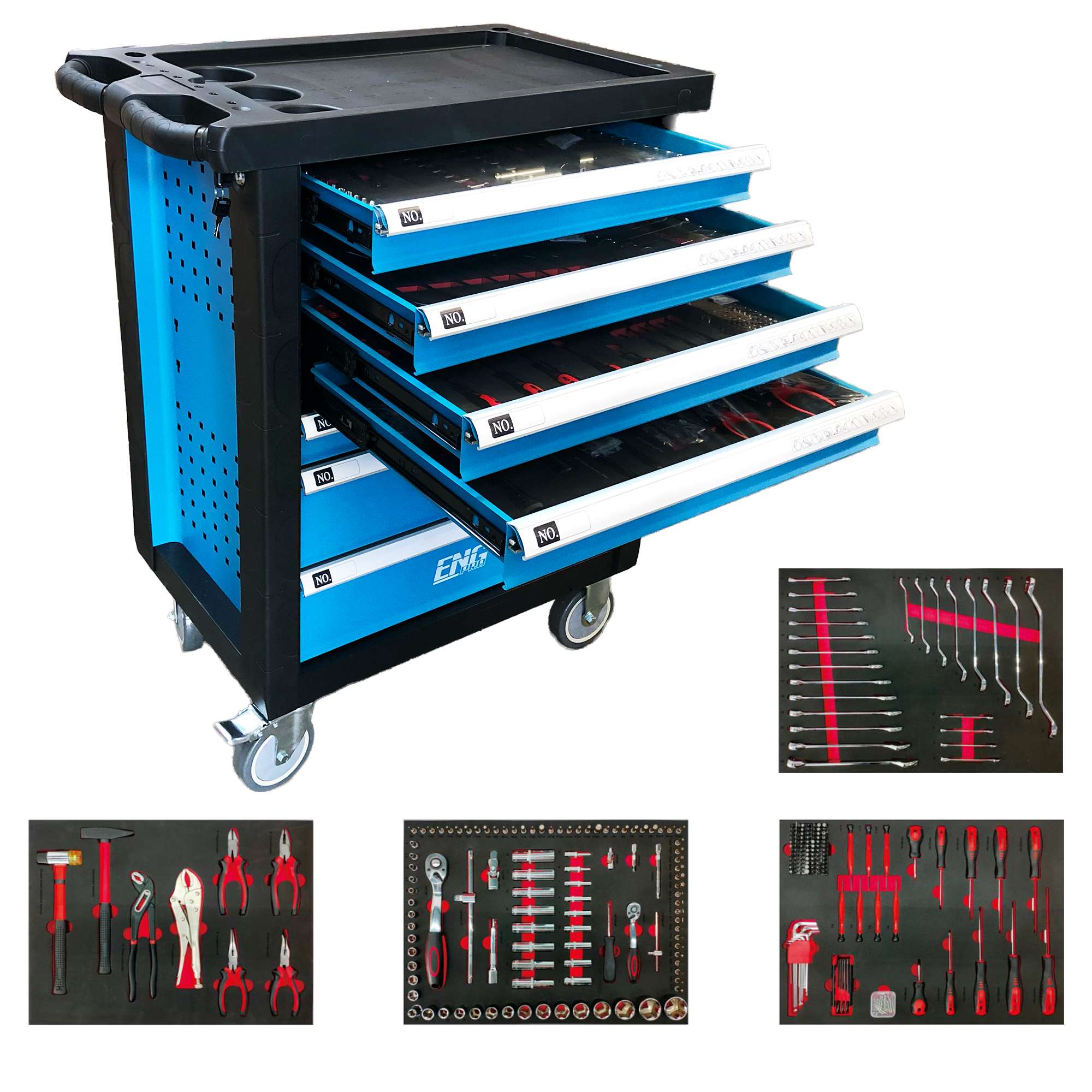 Tool Chest with 7 Drawers and 300 Tools ENG PRO - FI 90 C300