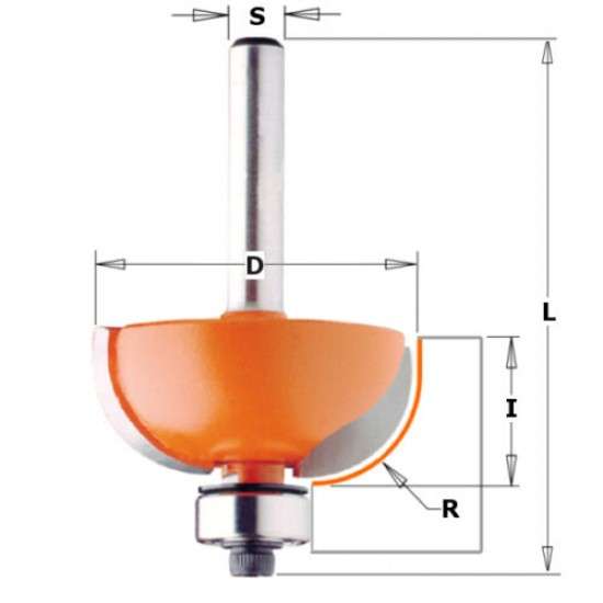 Two-edged cutter with convex radius, radius 12,7 mm - CMT 737.350.11