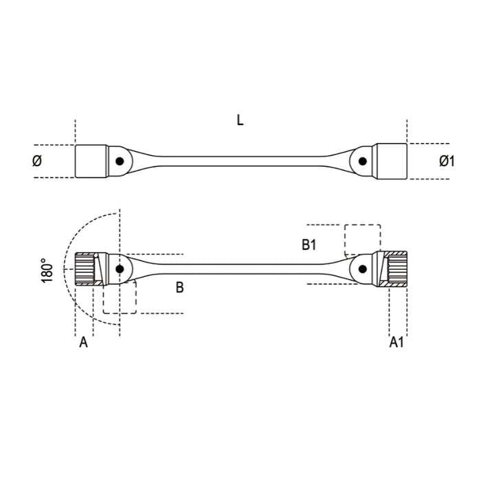 14x15mm Double swivel end socket wrenches - 80 Beta