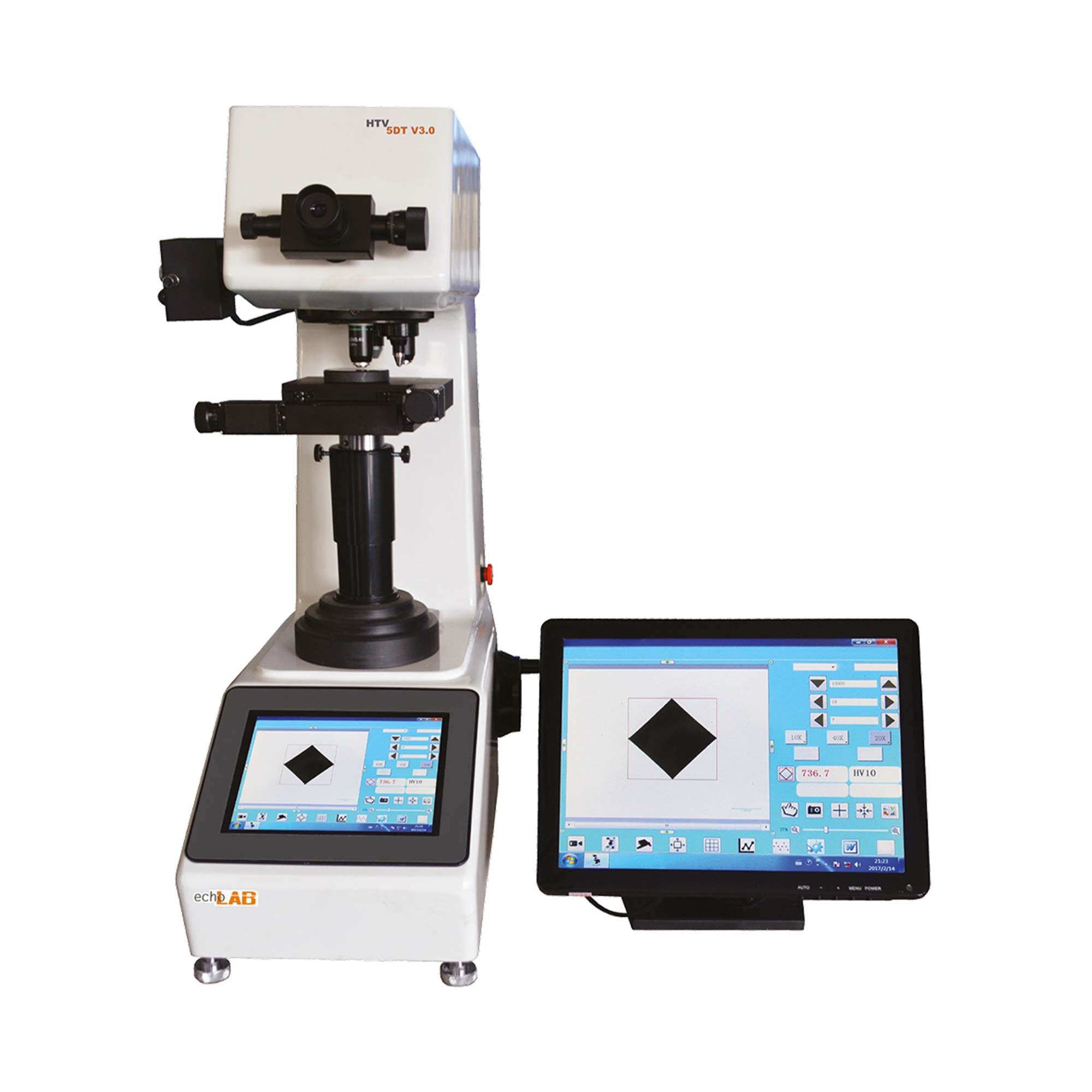 Fully automatic Vickers hardness tester with motorized X-Y test table, USB, VGA and LAN - HTV DT V3.0 - echoLAB