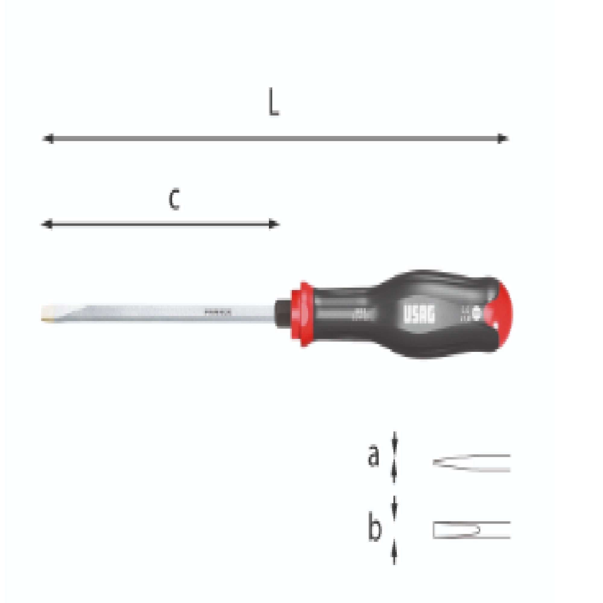 Screwdriver for slotted screws 2x12x250 mm- Usag 324 E U03240510