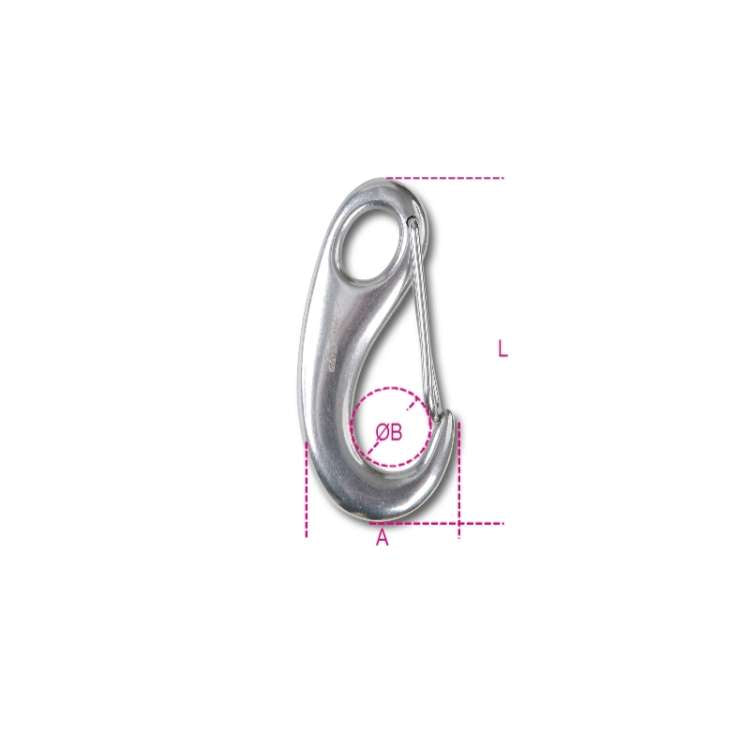 Stainless steel hook carabiner with safety - 8250 70 Beta