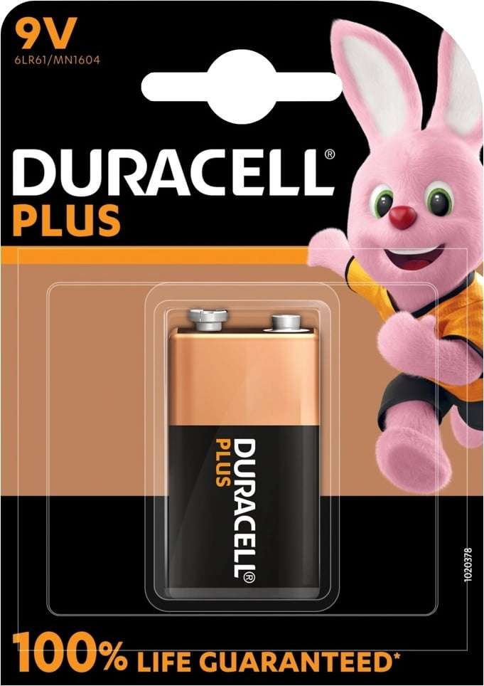 Duracell Plus 9V Multipurpose Alkaline Battery with High Power Output