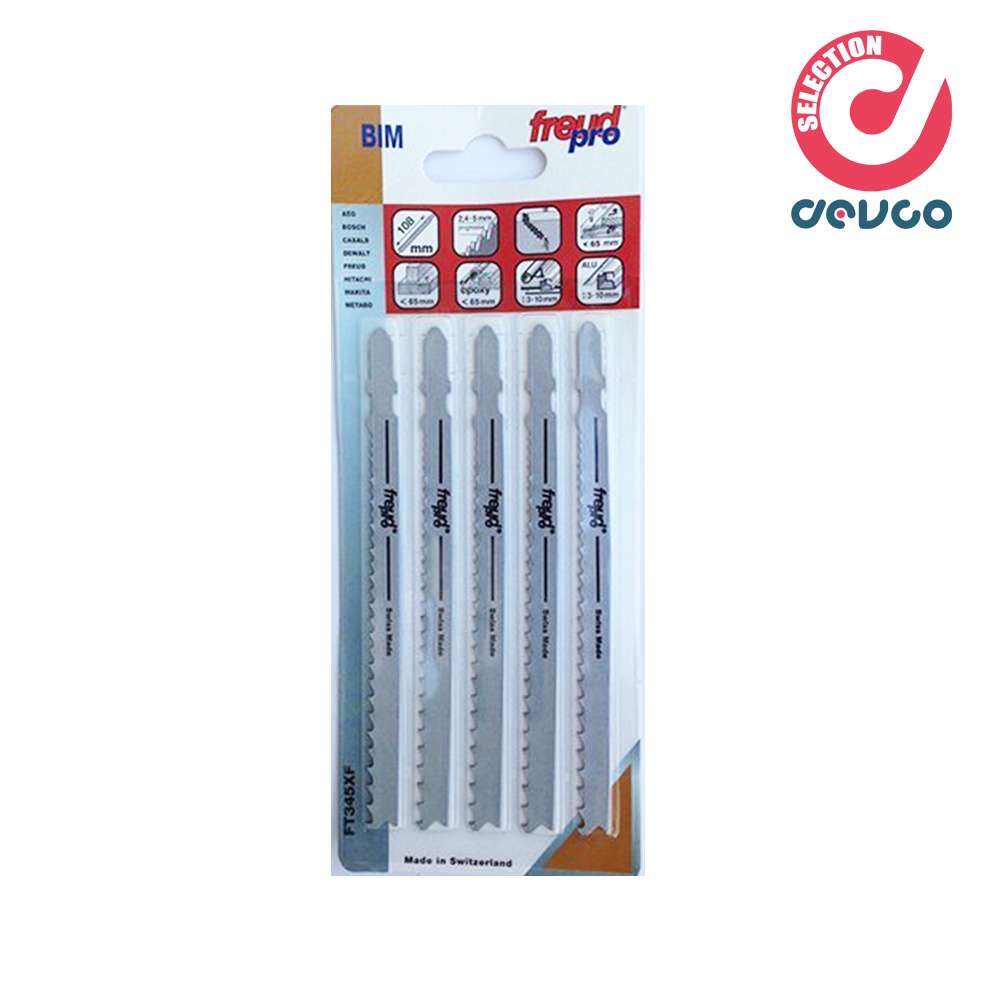 Set of 5 blades for hacksaw Freud PRO - FT345XF in bimetallic combination of HCS and HSS Aeg attachment - Bosch - Casals