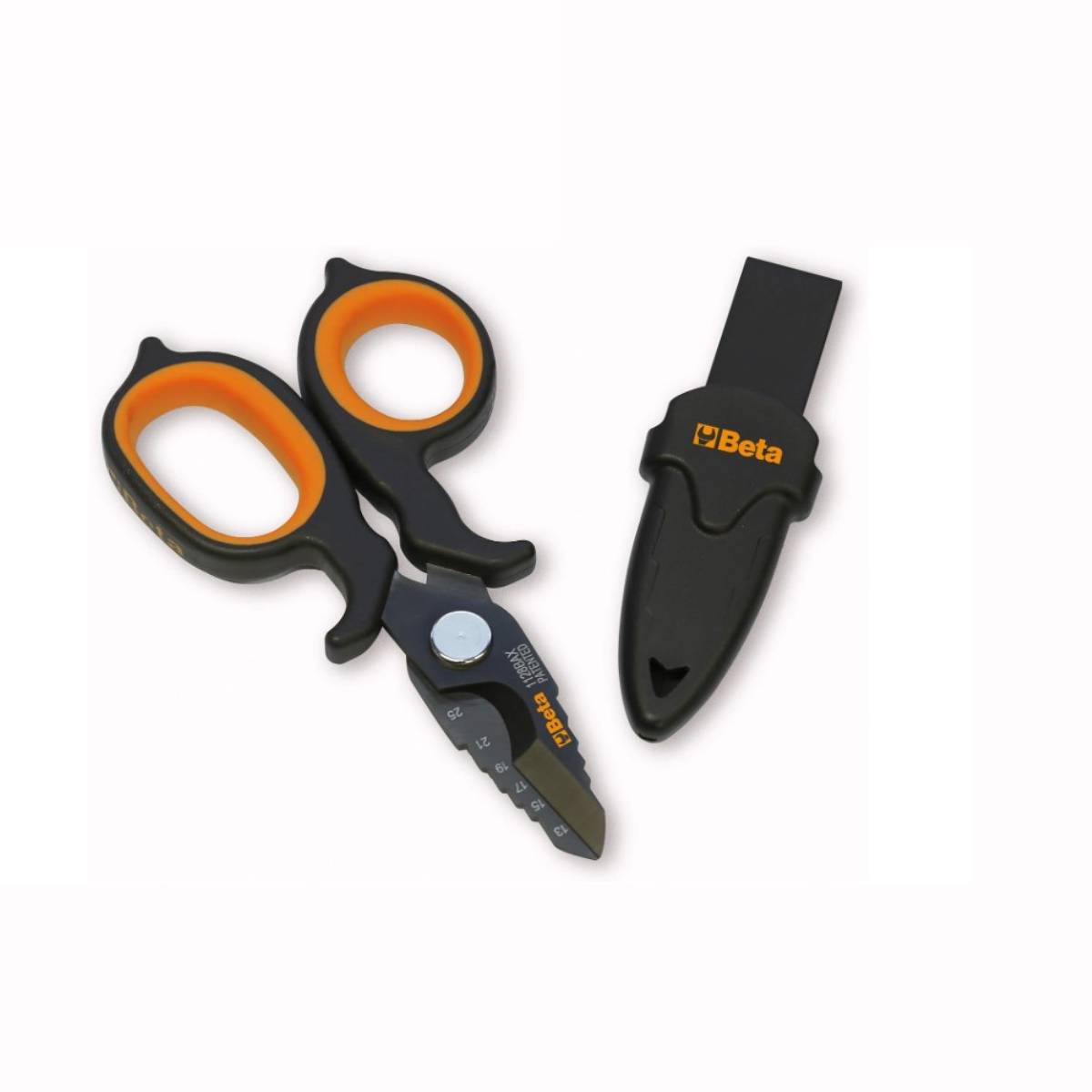 Double-acting electricians' scissors, milling profile in DLC-coated INOX steel