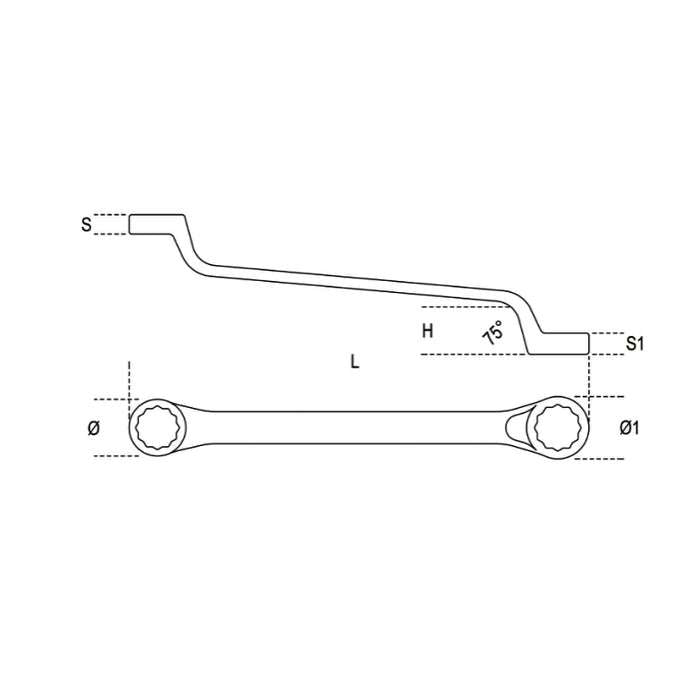 Double ended deep offset ring wrenches - 90 Beta