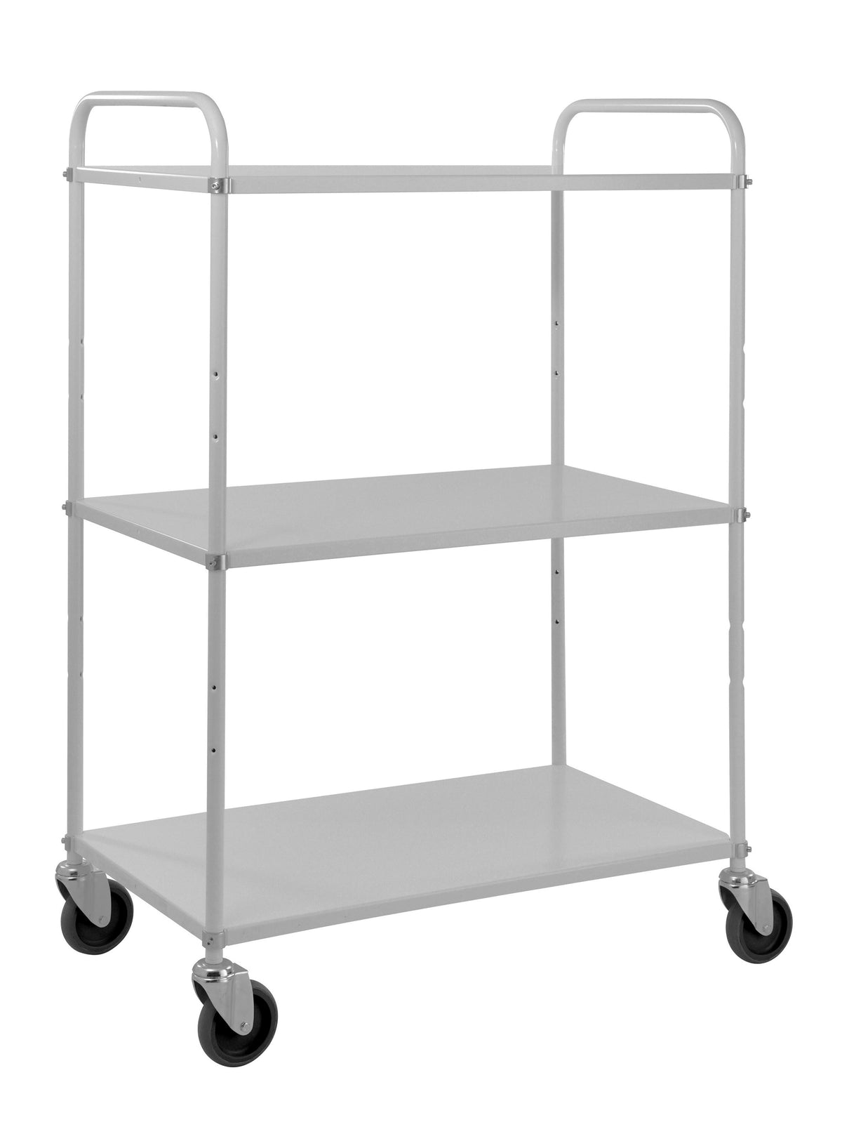 Hoher grauer Blechwagen, 3 Regalböden, L x B x H (mm) 980 x 585 x 1445