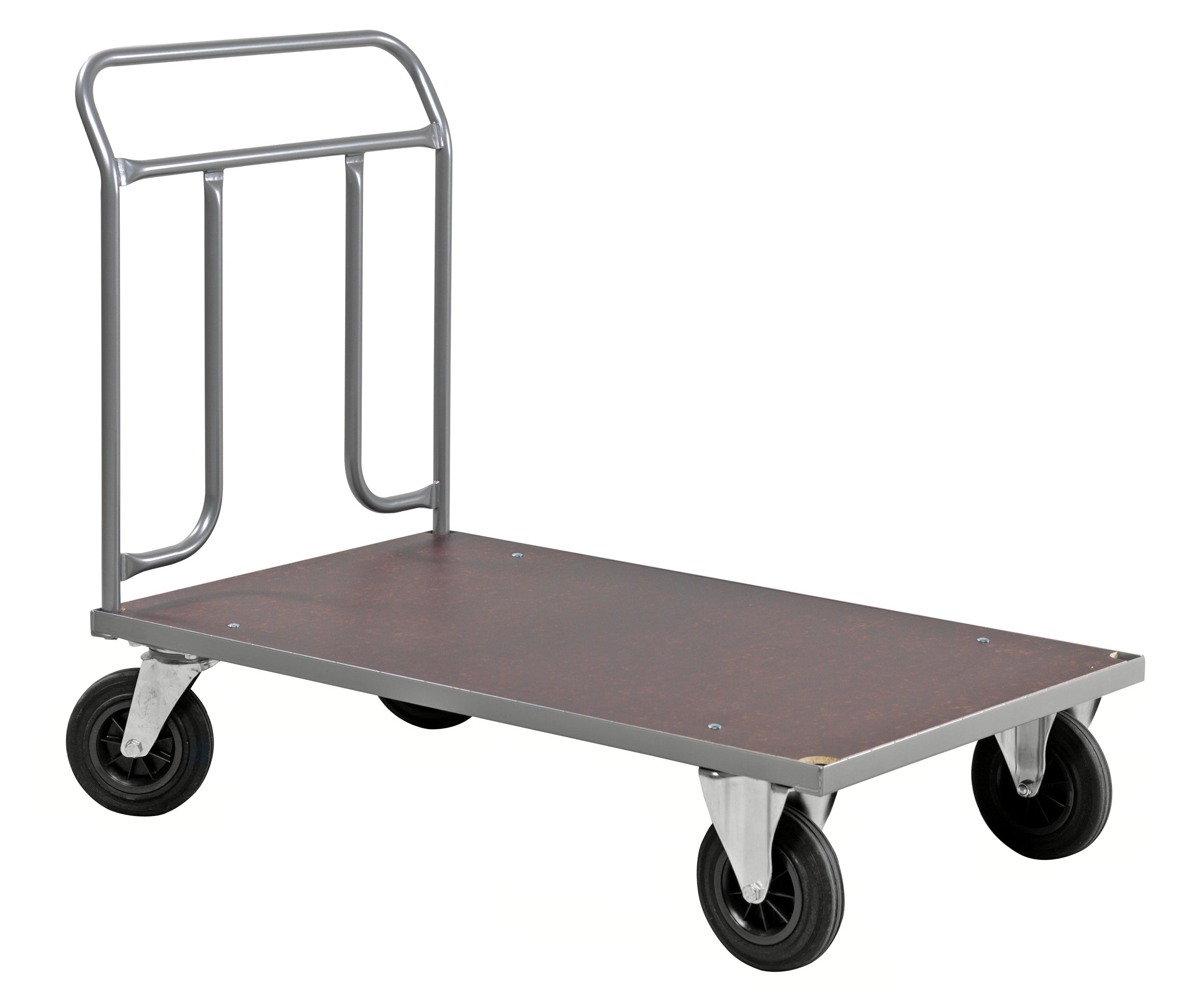 Powder-coated platform trolley grey laminate shelf - Kongamek