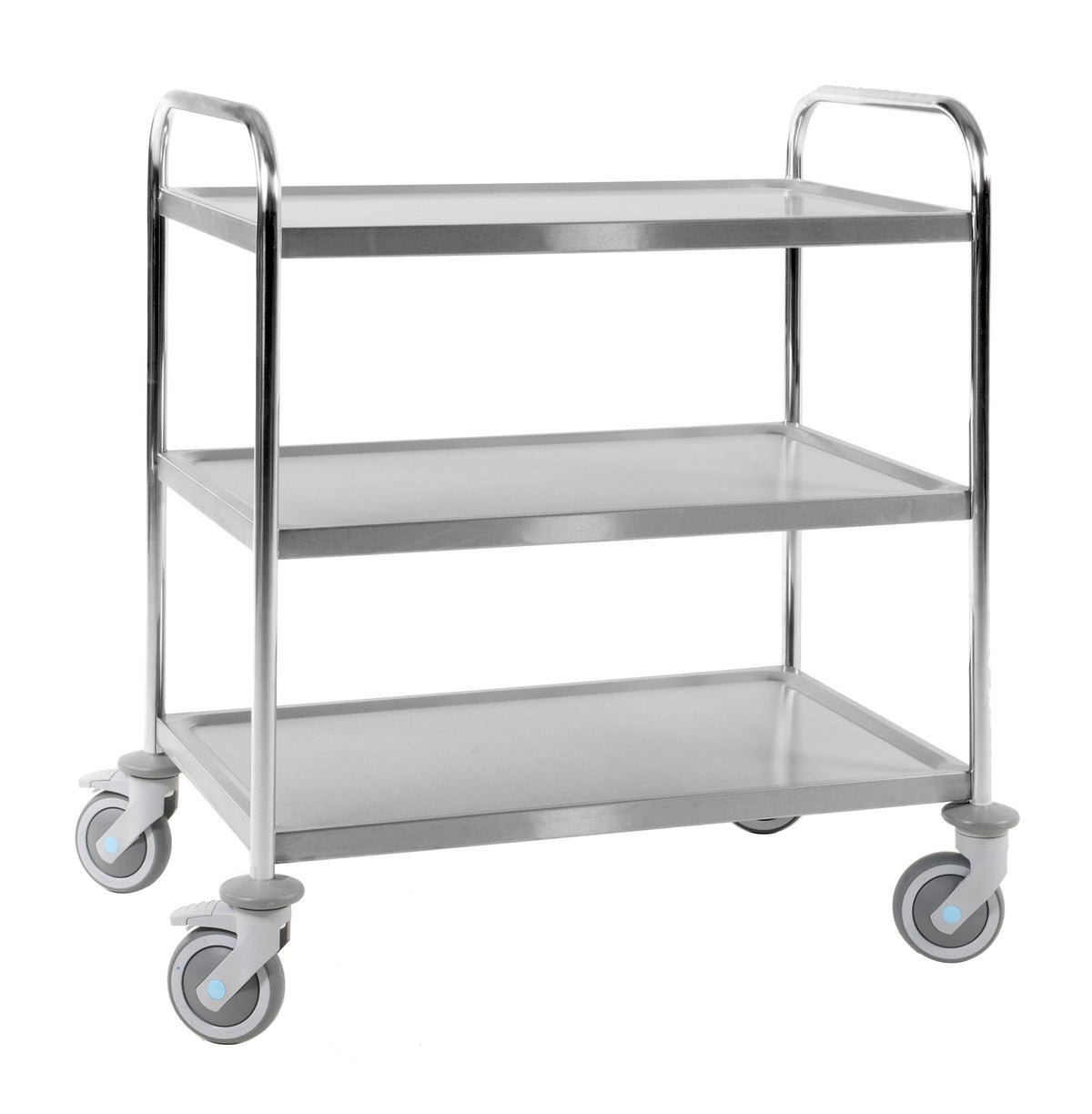 Edelstahl-Servierwagen 3 Ablagen mit Bremse 910 x 590 x 965 Kongamek