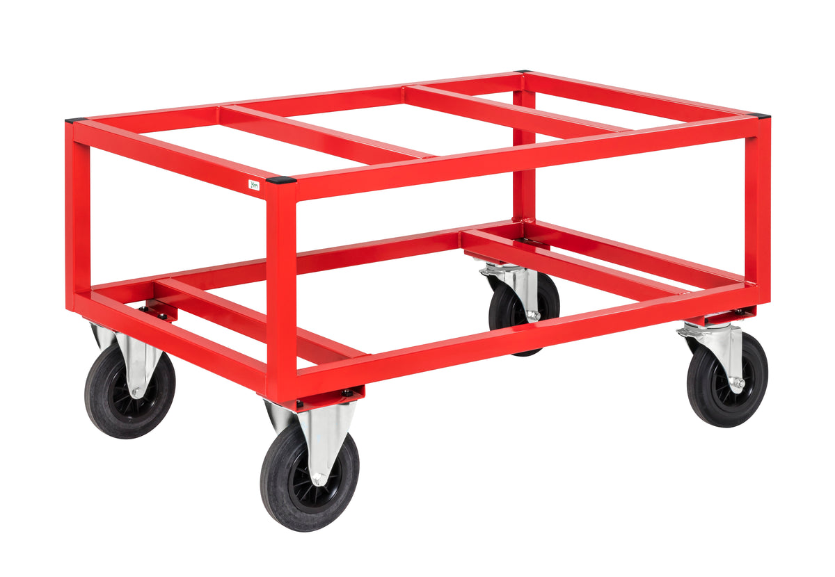 Roter Palettenwagen, Tragfähigkeit 800 kg, BxTxH (mm) 1200x800x650 Kongamek