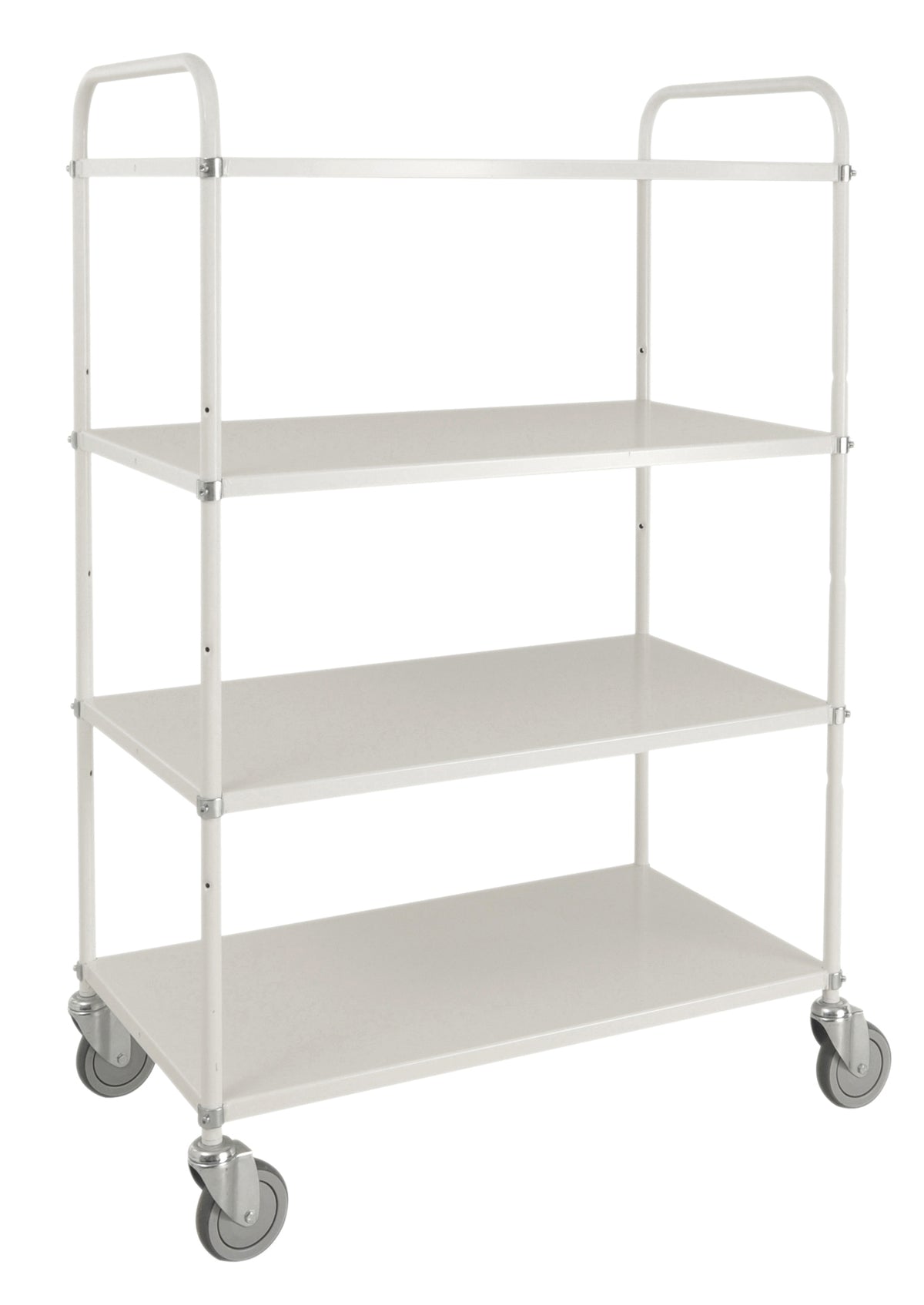 Light-Shelf-Rollwagen, 4 Einlegeböden, Weiß, BxTxH (mm) 980x585x1445 - Kongamek