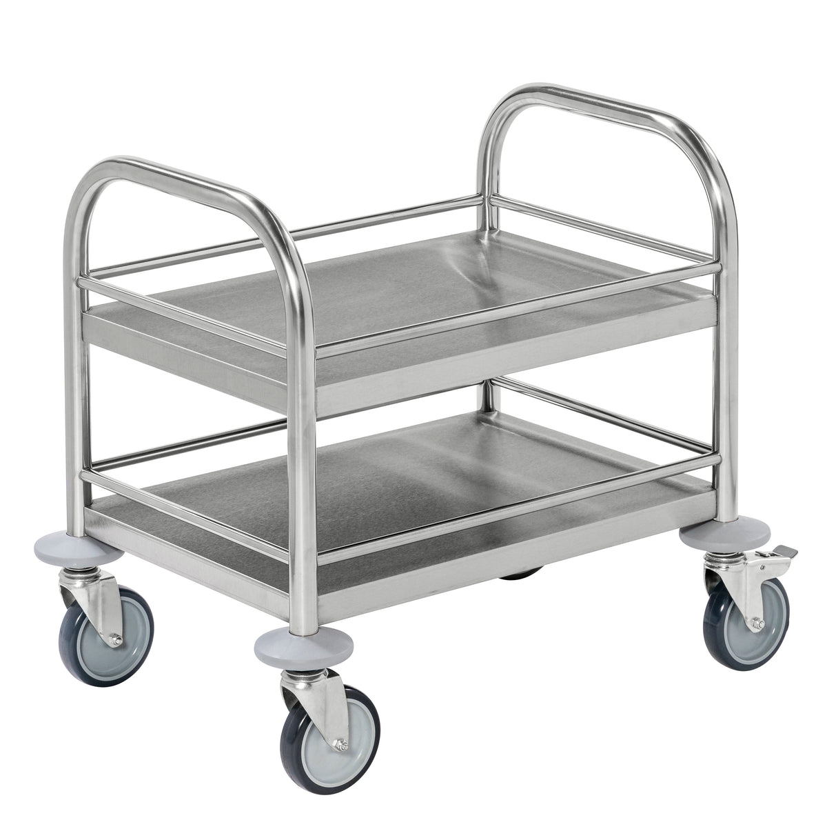 Edelstahlwagen klein 4 Lenkrollen 2 mit Bremse 530 x 375 x 550 Kongamek