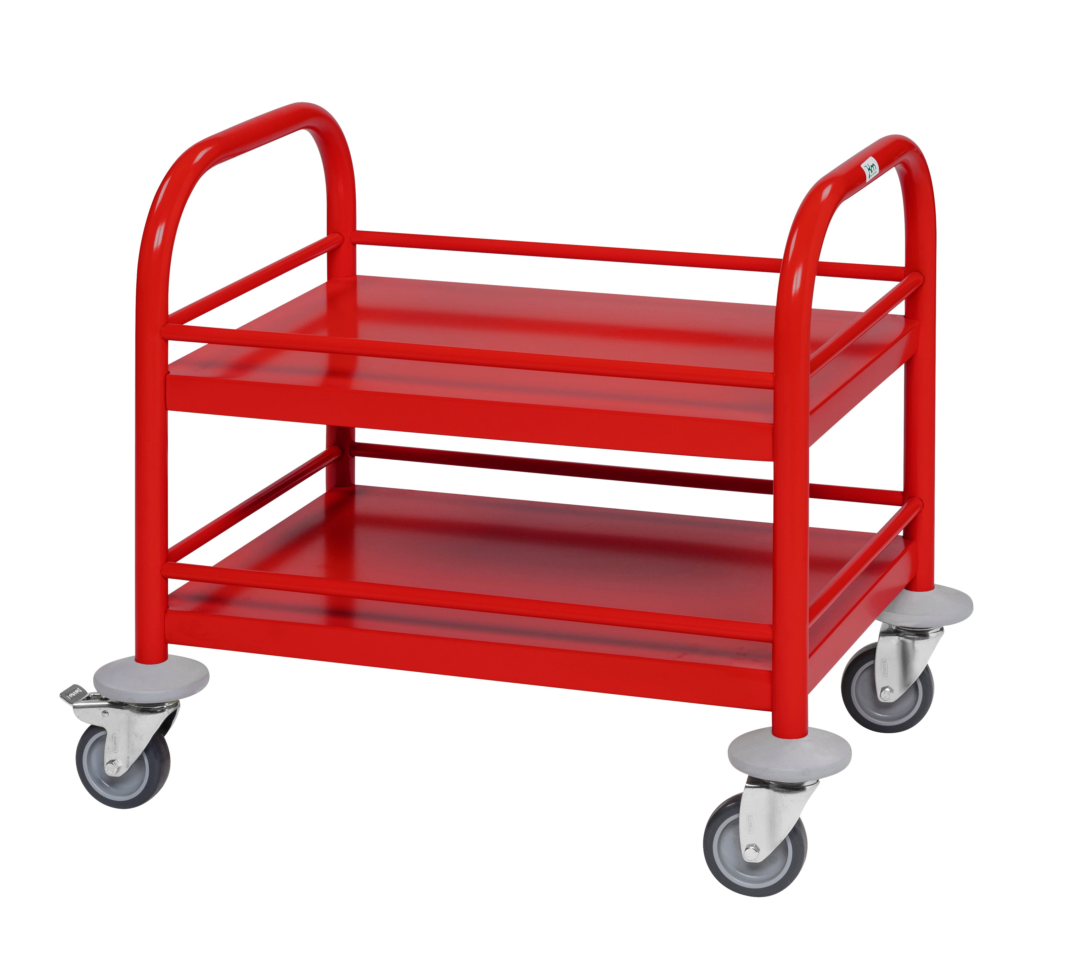 Mini trolley 2 shelves 4 swivel castors 2 with brake red - Kongamek