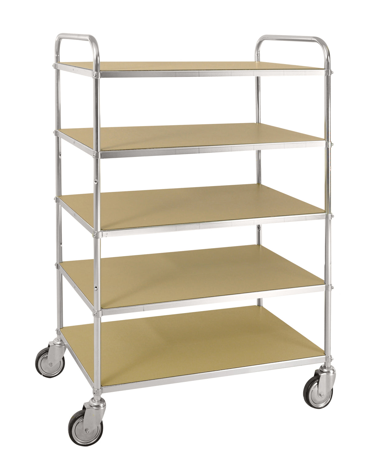 Hoher Regaltrolley aus Blech mit 5 Ablagen, LxBxH (mm) 980x585x1445