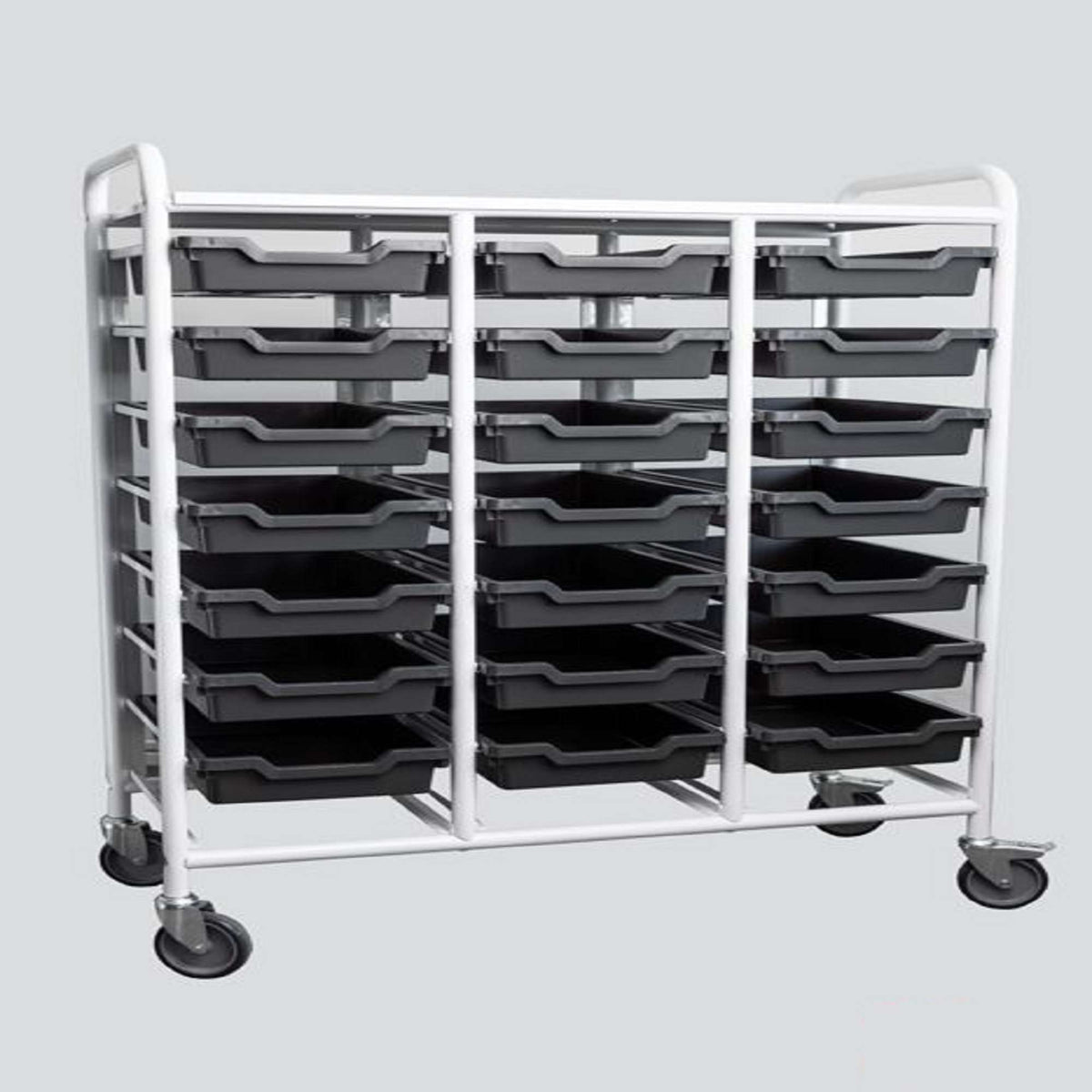 Weißer Abfallbehälterwagen mit Bremse, L x B x H (mm) 950 x 420 x 1205 - Kongamek
