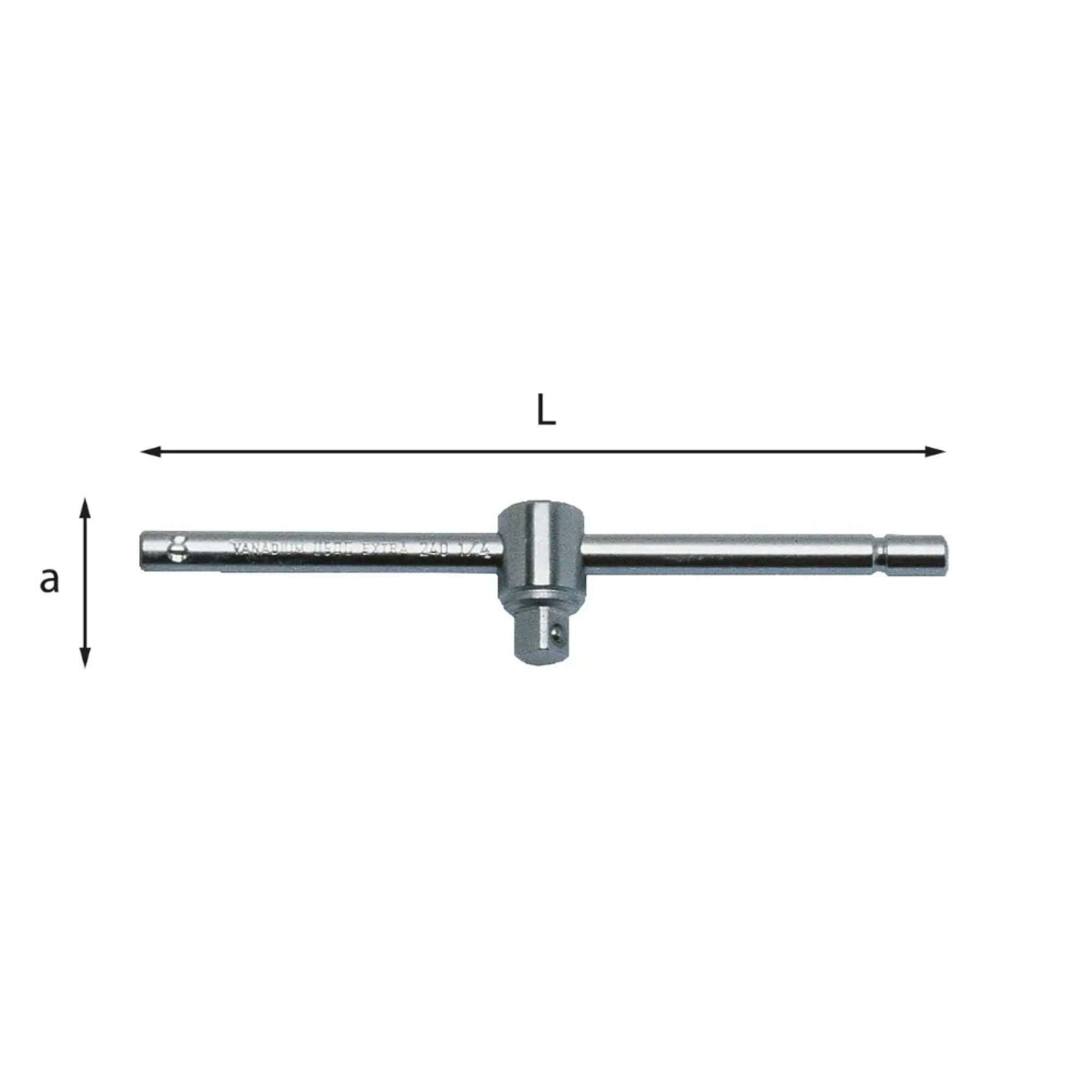 T-lever with sliding square fitting in chrome vanadium steel 240 1/4 N Usag