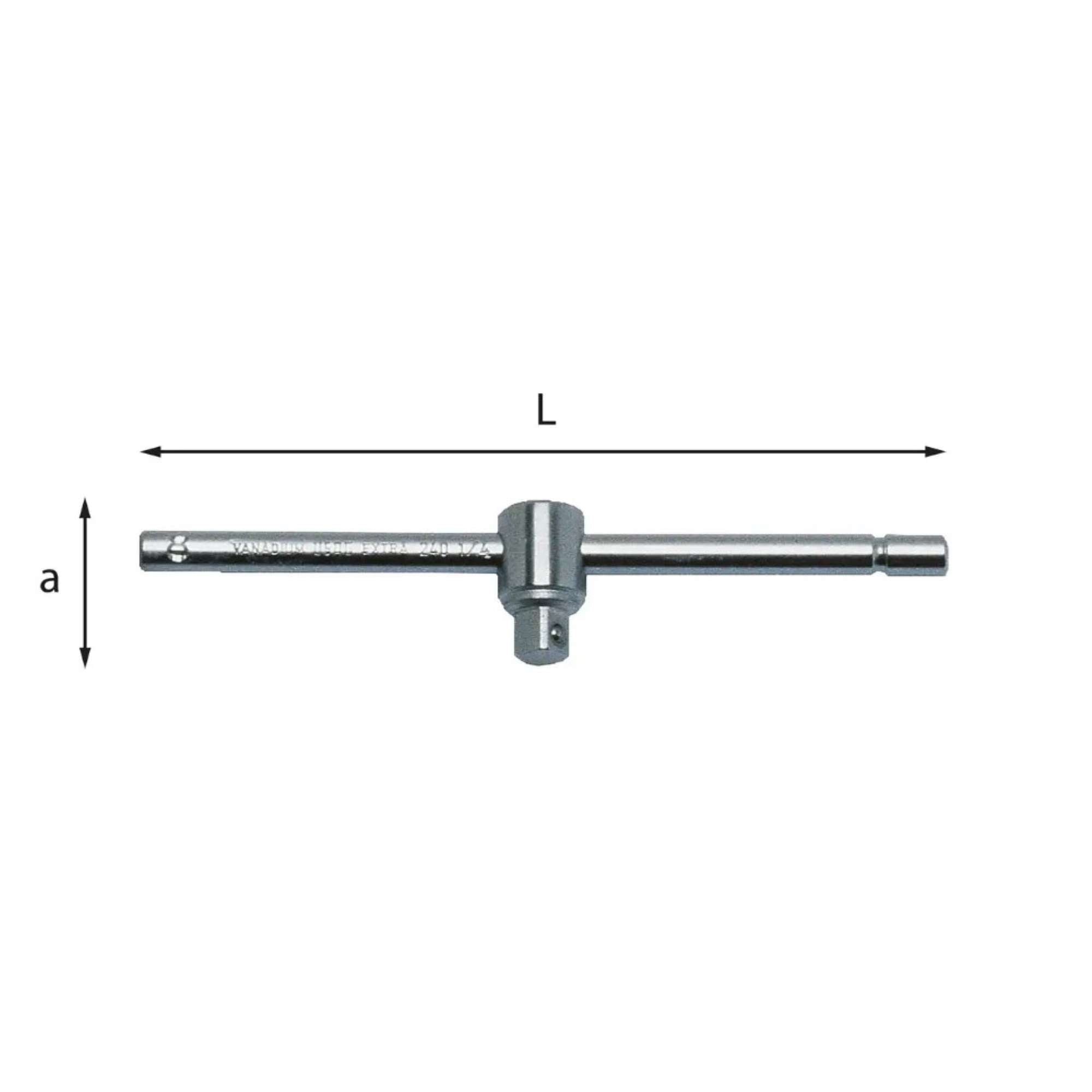 T-lever with sliding square fitting in chrome vanadium steel - 240 1/4 N Usag