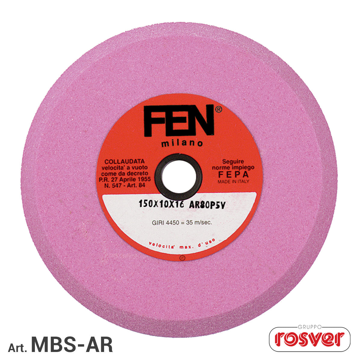 Pink Corundum Bevel Grinding Wheel - Rosver - MBS D.200x7x20 Conf.3pz