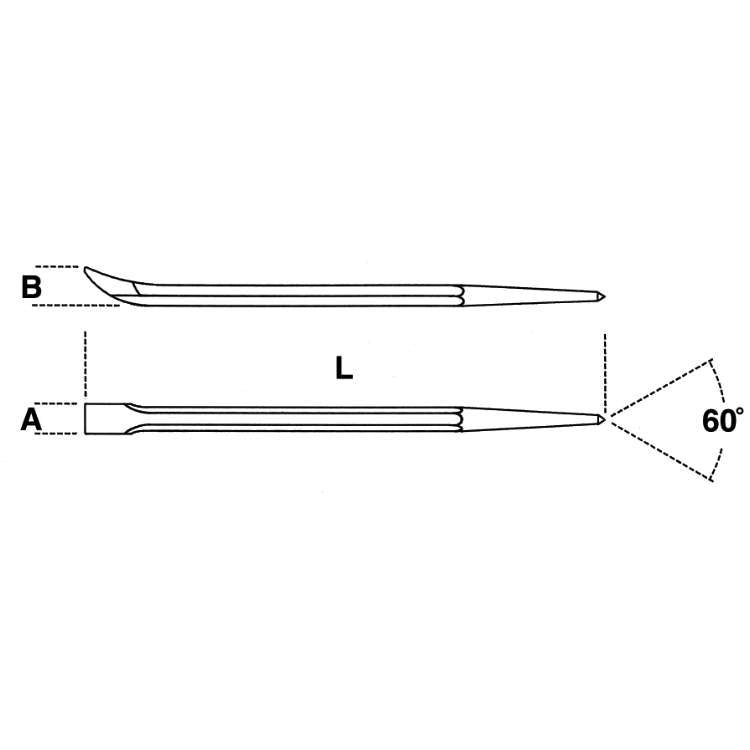 Pry bar with pointed and flat bent ends L.400mm - 963 Beta