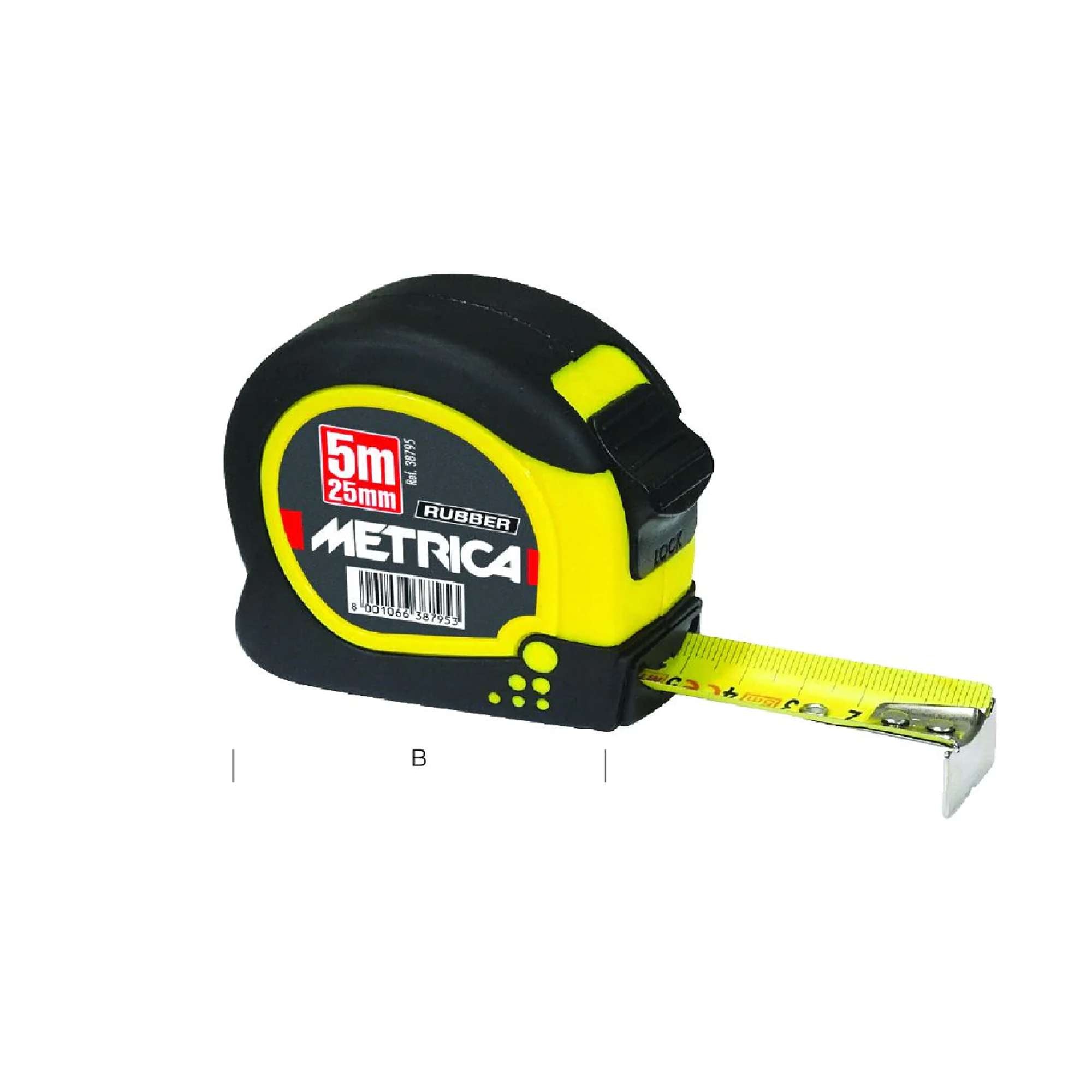Rubberized touch flexometer 10M x 25mm with clip - 38800 Metrica