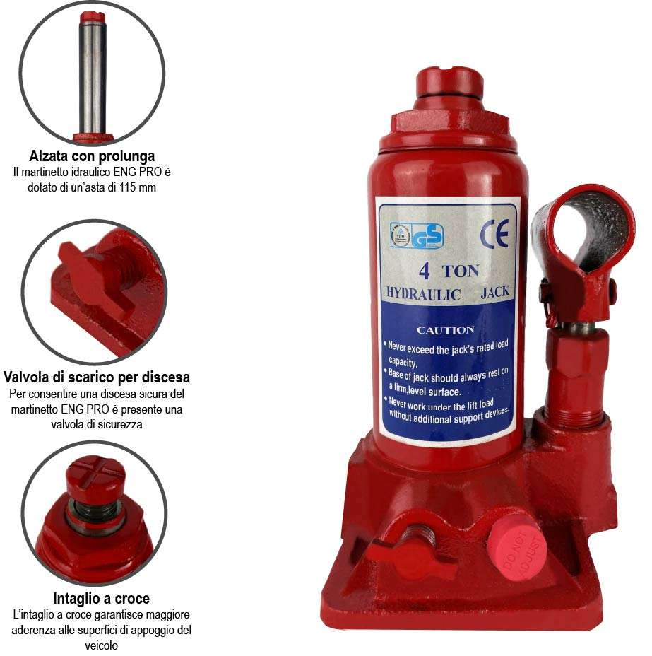 Bottle jack 4000 kg 4 T TON Tons -MA CB 0004 - ENG PRO