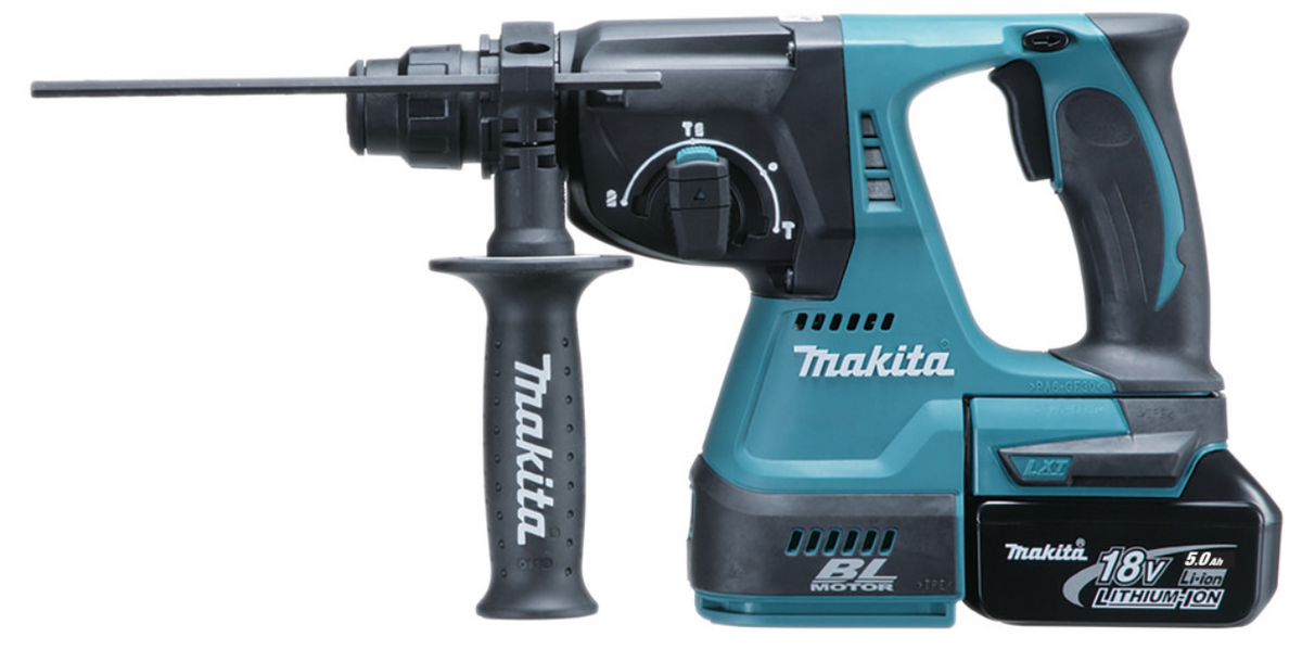 Makita 18V 5Ah Cordless Hammer with SDS-Plus 24mm attachment - DHR242RTJ