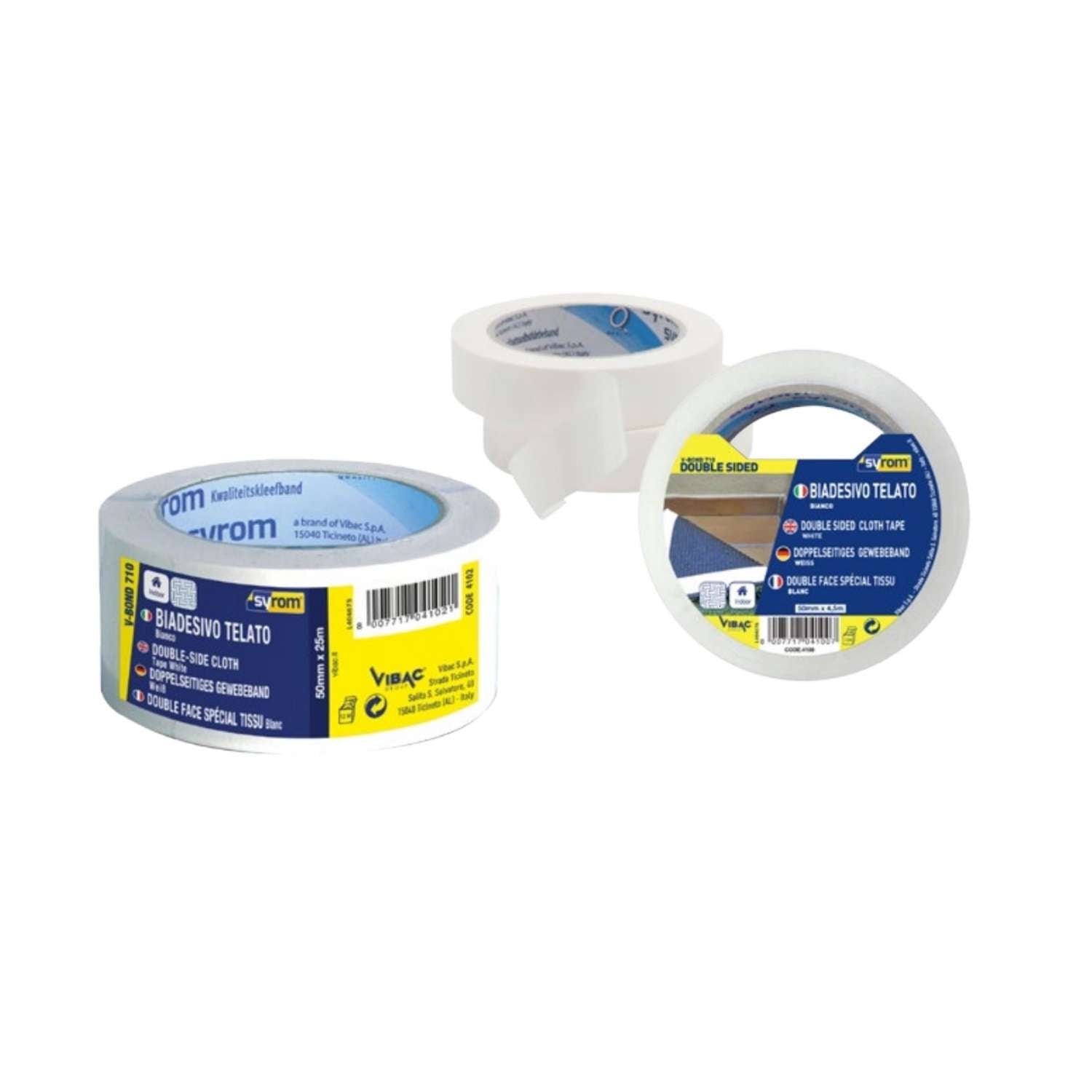 Double sided canvas tape 50mm x 25mt white - Syrom 4102