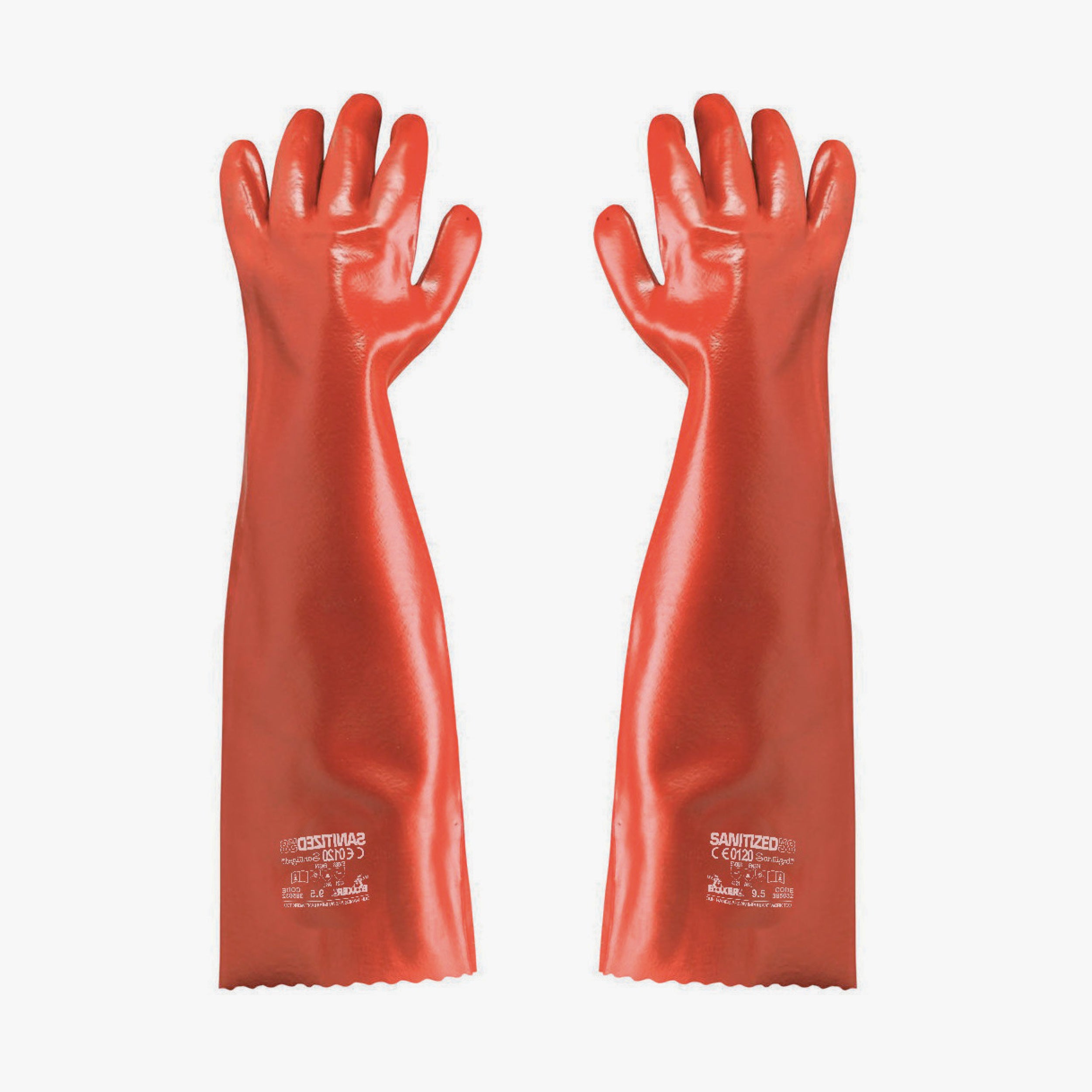 RED PVC Gloves CM.45 thick.1.3 mm - 385031 - 12pcs