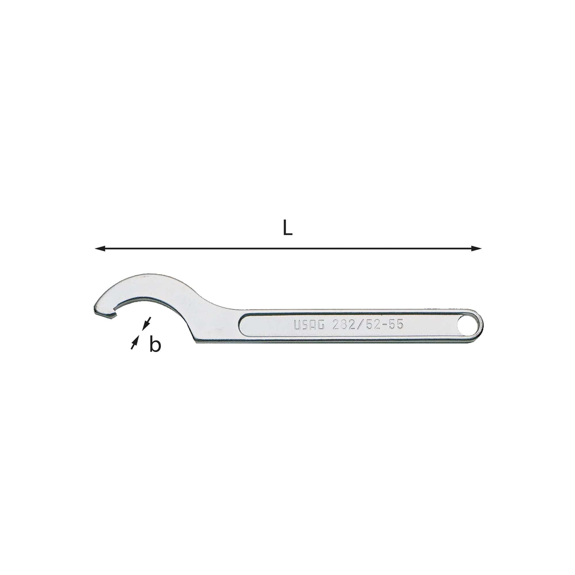 Hook wrenches with square pin 22-25-28mm b 2mm L 108mm - Usag 282