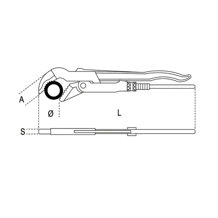Pipe wrenches, Swedish pattern, 45 slim jaws - 375 Beta