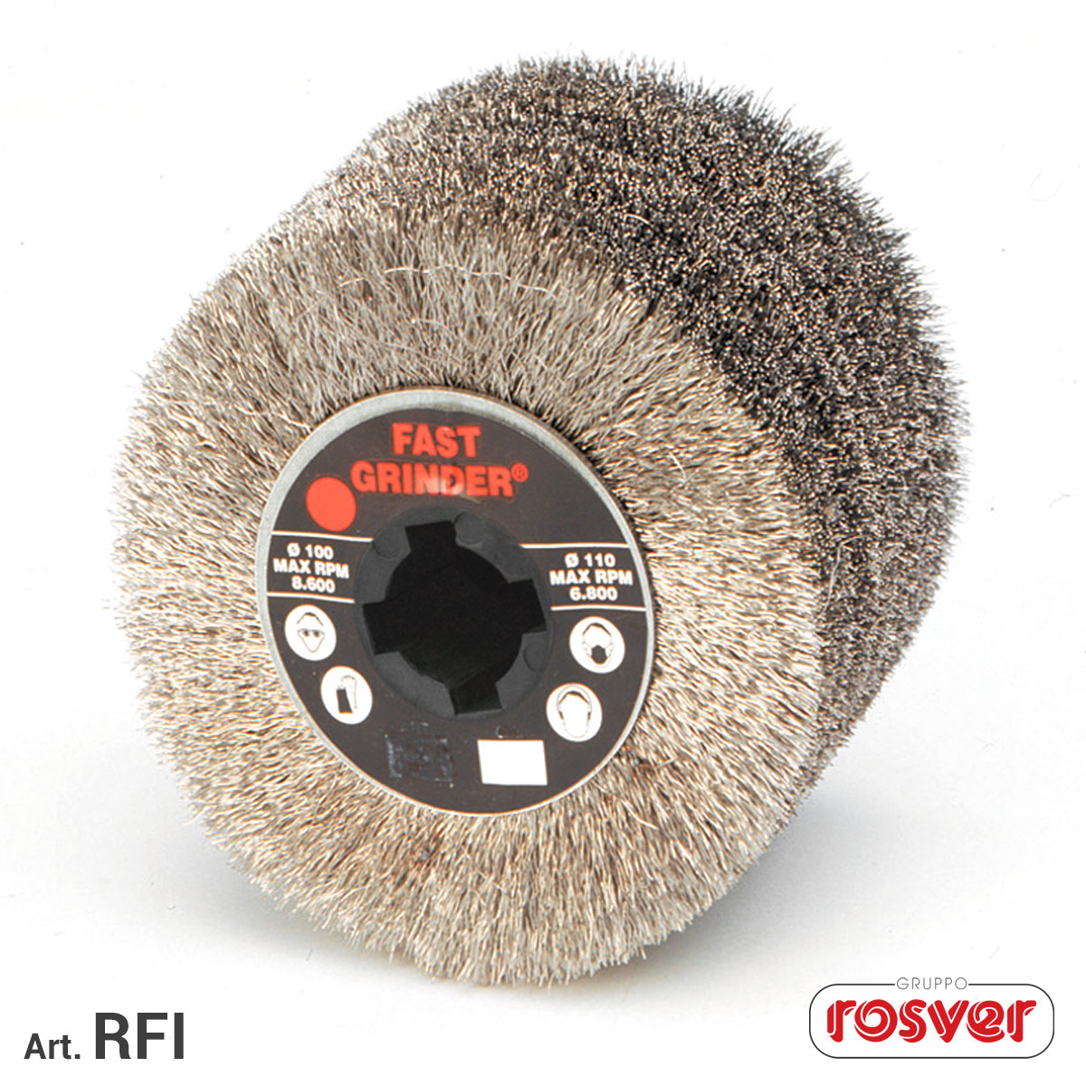 Edelstahl-Drahtbürstenräder inox RFI D.100 Rosver - Art. 1 Stk.