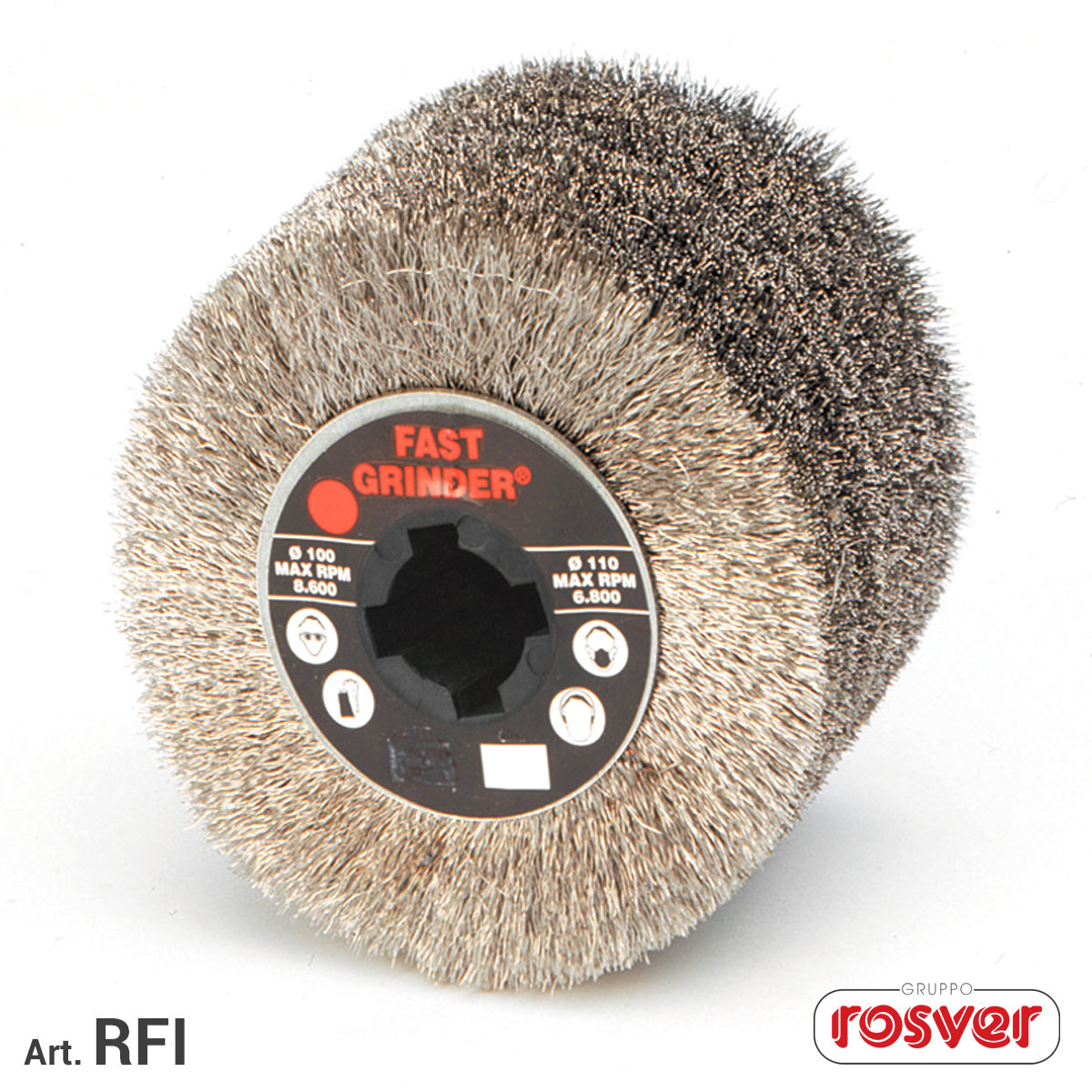Stainless Steel Wire Brushes Wheels inox RFI D.100 Rosver - Conf.1pz