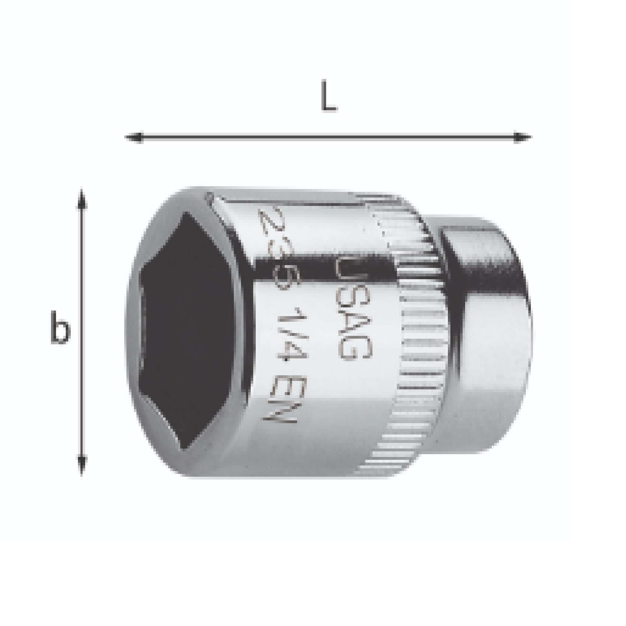 Socket wrench with hexagonal mouth 10 mm - Usag 235 1/4 EN 10