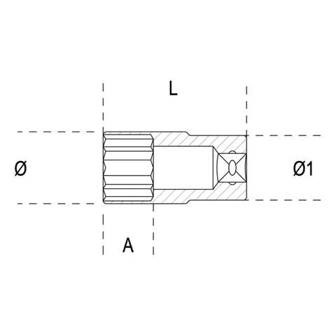 Socket wrenches with 1/4" female square socket, long hexagonal mouth type Beta