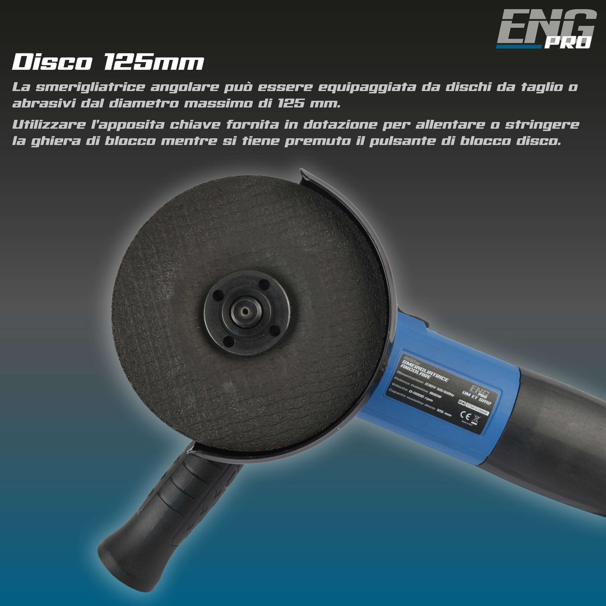 Electric angle grinder 125mm 800W - ENG PRO - UM ET SA12
