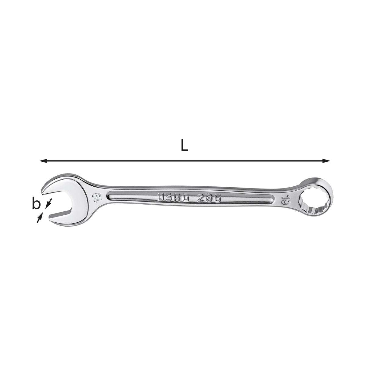 Combination wrenches polygonal mouth 13mm L.170mm - Usag 285